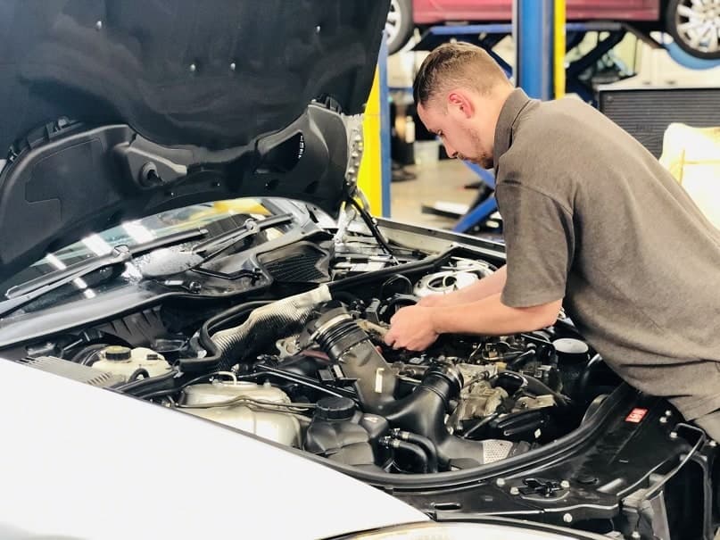 servicing a car