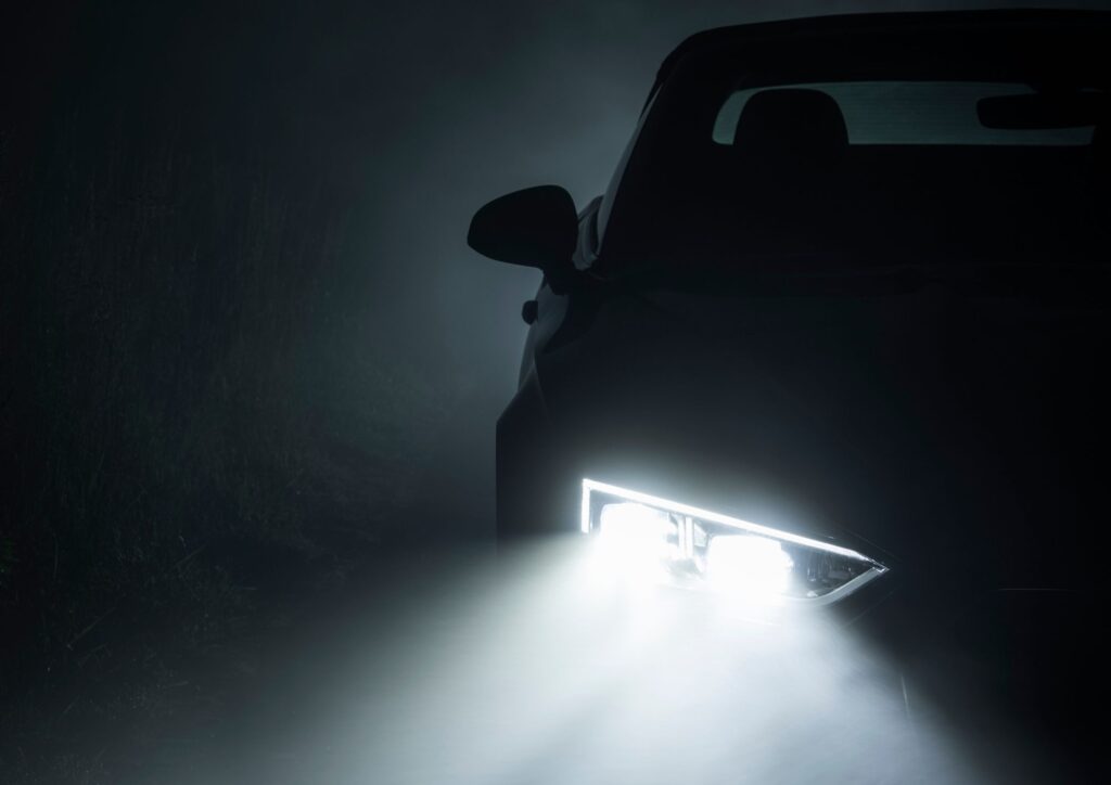 Car headlights in winter 